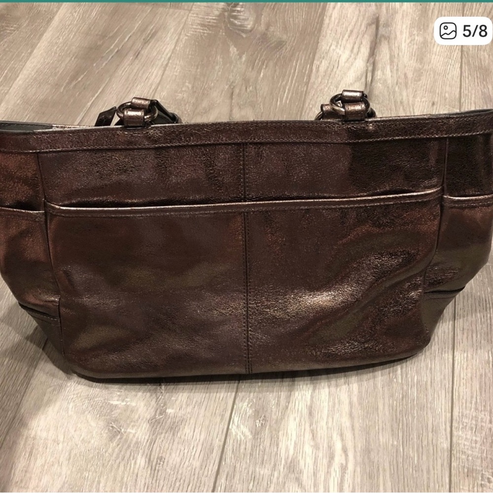 Coach Gallery Metallic Bronze Signature Lurex Tote - Picture 5 of 14